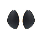 Onyx black statement earrings gold plated stainless steel hypoallergic.