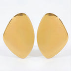 18K Gold vintage pebble statement earrings oversized organic shape studs.