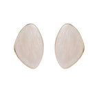 Ivory white enamel pebble studs retro fashion jewelry for women.
