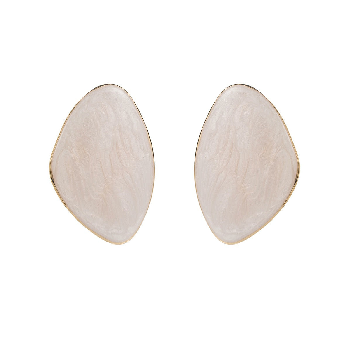 Ivory white enamel pebble studs retro fashion jewelry for women.