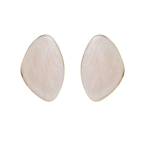 Ivory white enamel pebble studs retro fashion jewelry for women.
