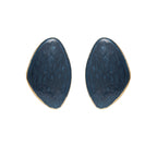Royal blue glossy enamel earrings oversized gold studs waterproof.