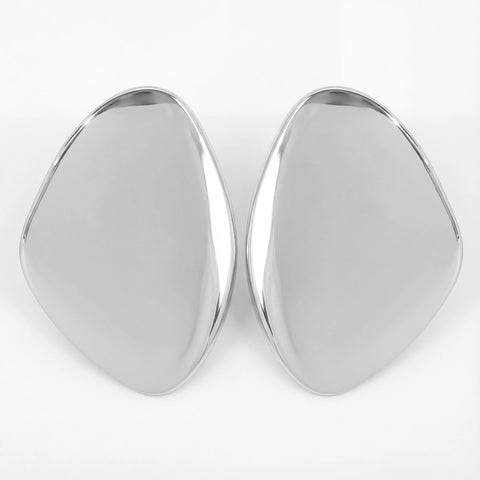 Silver stainless steel pebble earrings high polish finish waterproof jewelry.
