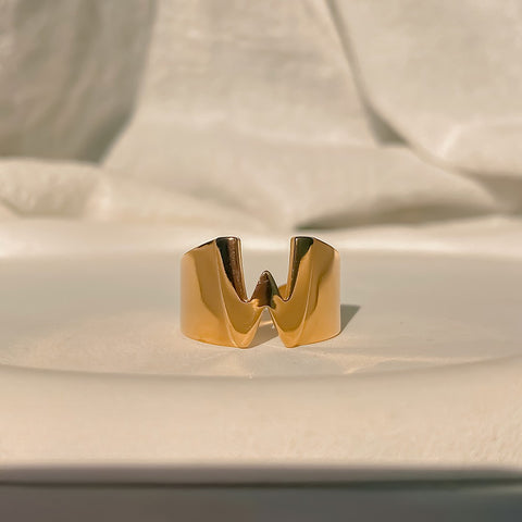 Chunky Gold Initial Ring