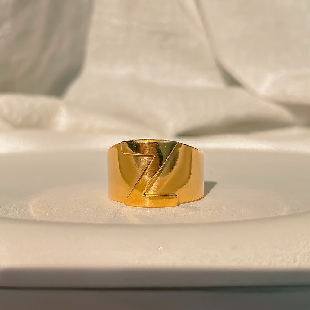 Chunky Gold Initial Ring | Bold Letter Ring