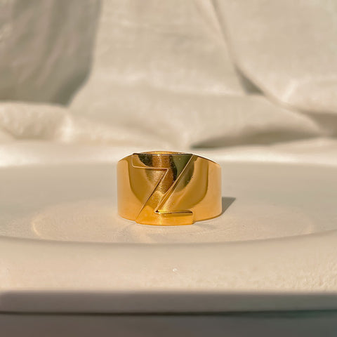 Chunky Gold Initial Ring