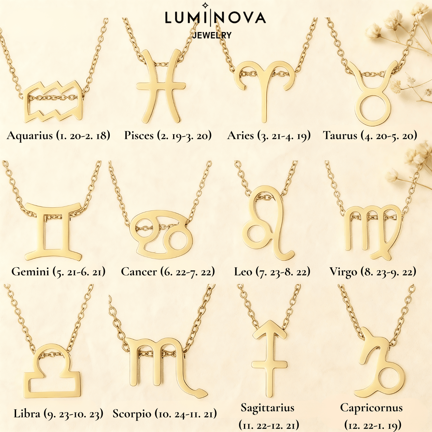 Zodiac Sign Necklace | Constellation Jewelry