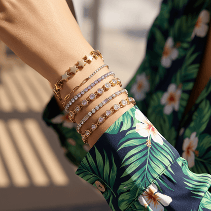 The Duality Bracelet | Half Pink Tennis & Half Paperclip Chain