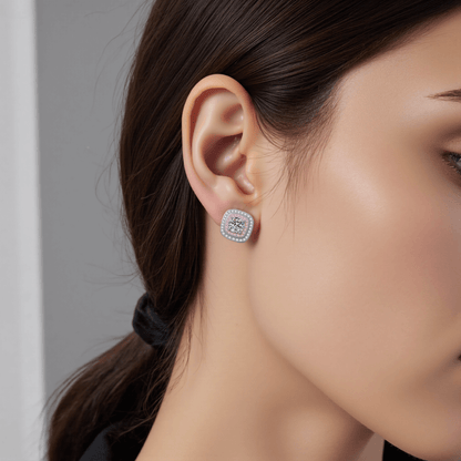 tranquil glow earrings, moissanite pearl earrings, serene stud earrings, pearl drop moissanite, meaningful jewelry gift