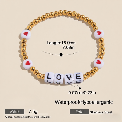Gold Beaded Letter Bracelet | Good Luck or Love Charm Bracelet