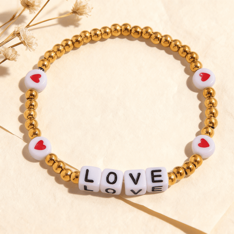 Gold Beaded Letter Bracelet