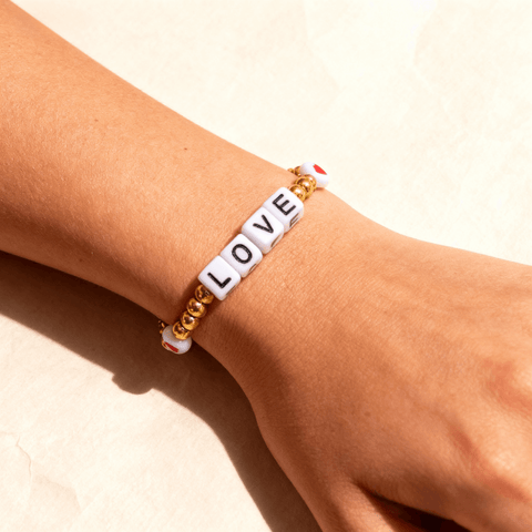 Gold Beaded Letter Bracelet