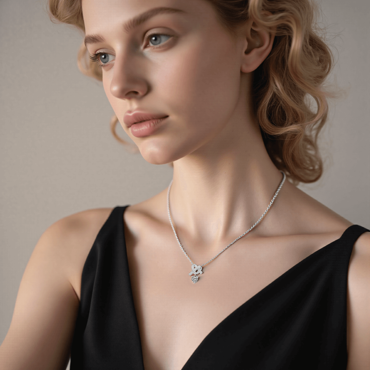 Lovebound Heart Moissanite Necklace — heart shaped moissanite pendant on delicate silver chain, radiant and romantic gift.