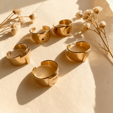 Chunky Gold Initial Ring