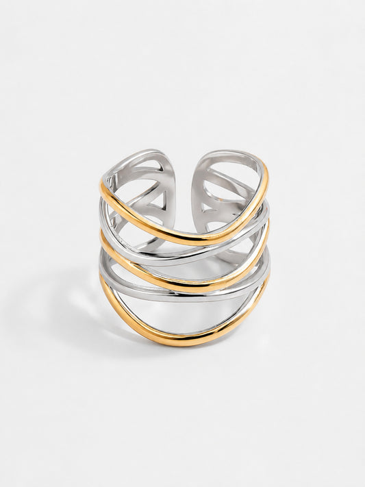 Ariadne Ring in Two Tone with an adjustable open multi-band crossover design
