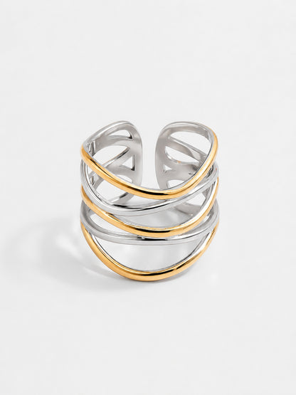 Ariadne Ring in Two Tone with an adjustable open multi-band crossover design