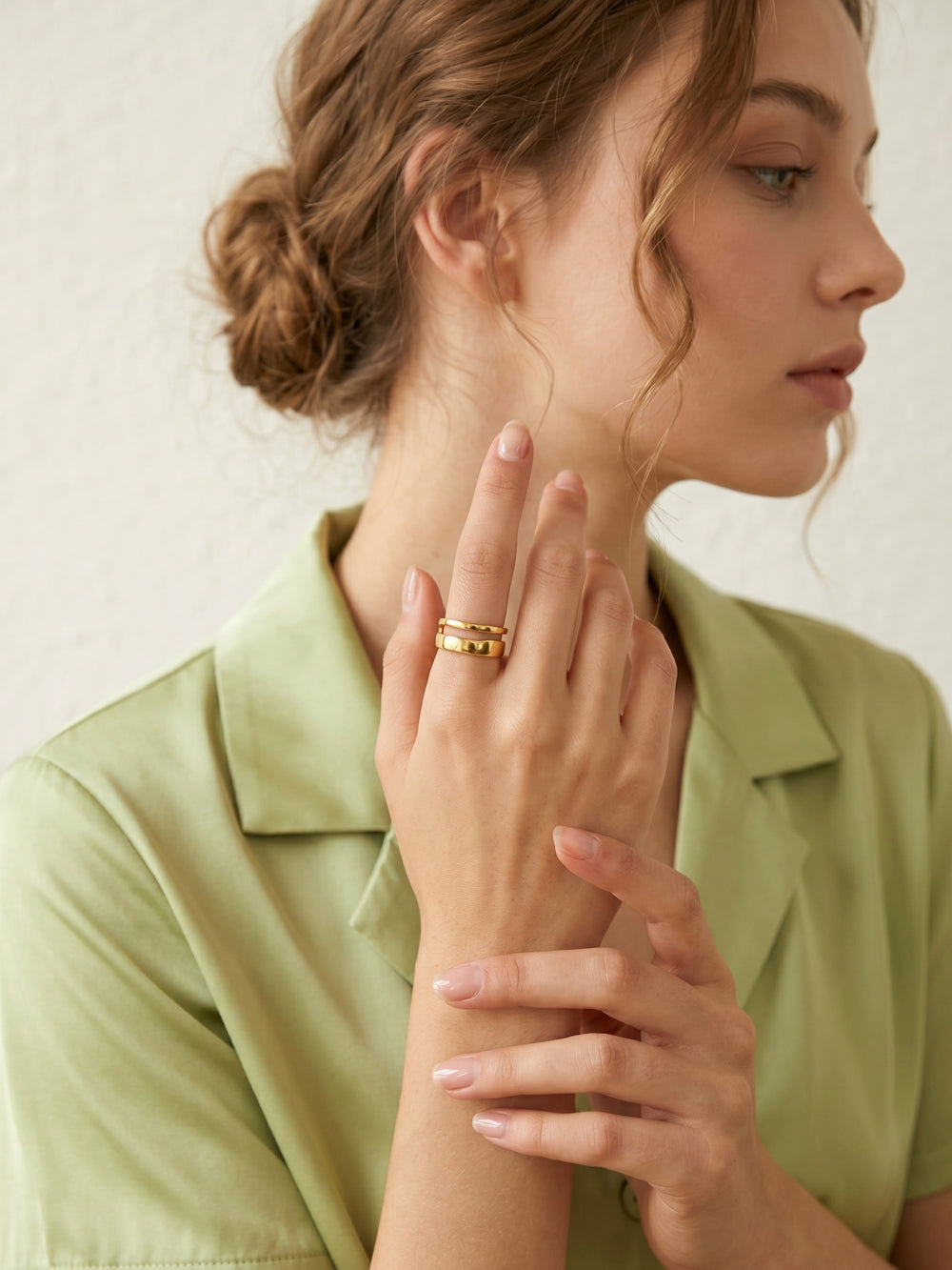 Asteria Double Band Ring Gold