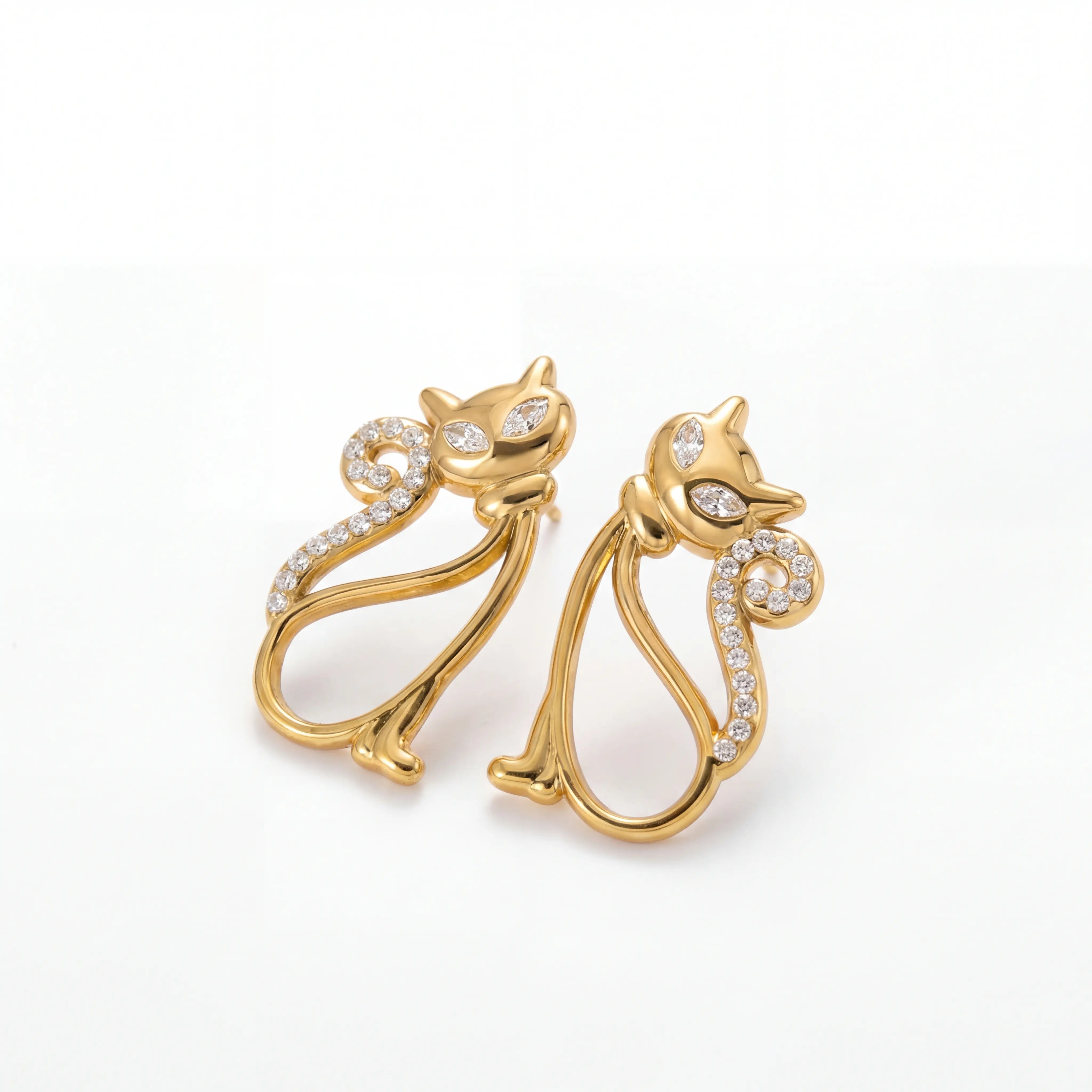 Bastet Crystal Cat Earrings Secondary image