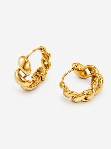 Chunky Twisted Gold Hoop Earrings