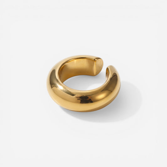 Gold chunky dome ear cuff waterproof stainless steel clip on earring.