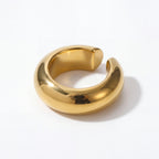 Gold chunky dome ear cuff waterproof stainless steel clip on earring.