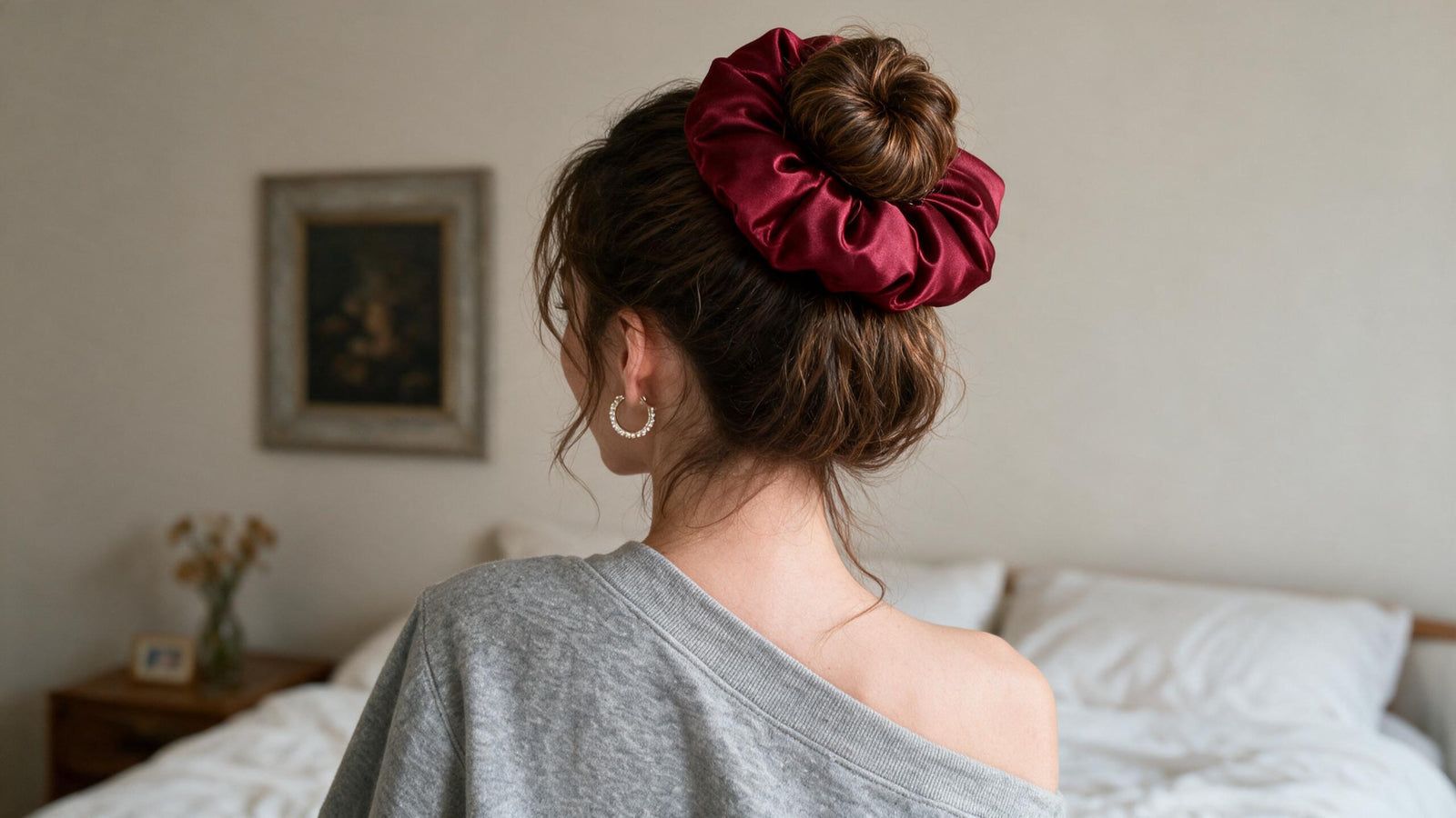Form Silk Pillow Scrunchie worn in a lifestyle setting