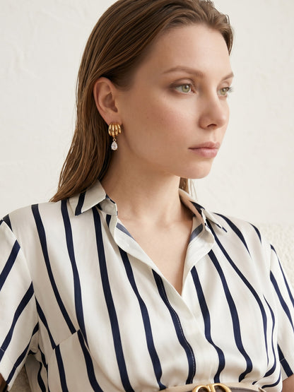 Iris Ribbed Drop Earrings