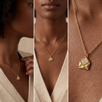 Model with dark skin styling romantic love letter necklace gift for girlfriend.