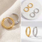 Gold and silver diamond-cut texture earrings collection, aesthetic sparkly hoops display, affordable luxury jewelry gifts 2026.