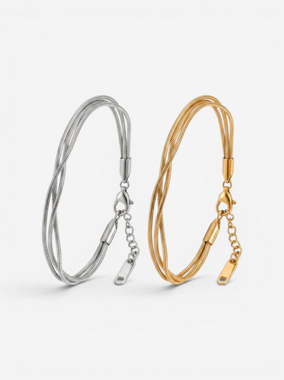 Lyra Triple Snake Bracelet Gold