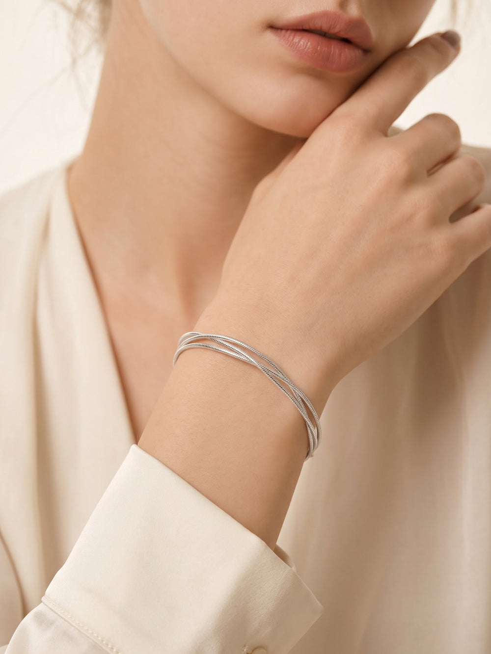 Lyra Triple Snake Bracelet Silver