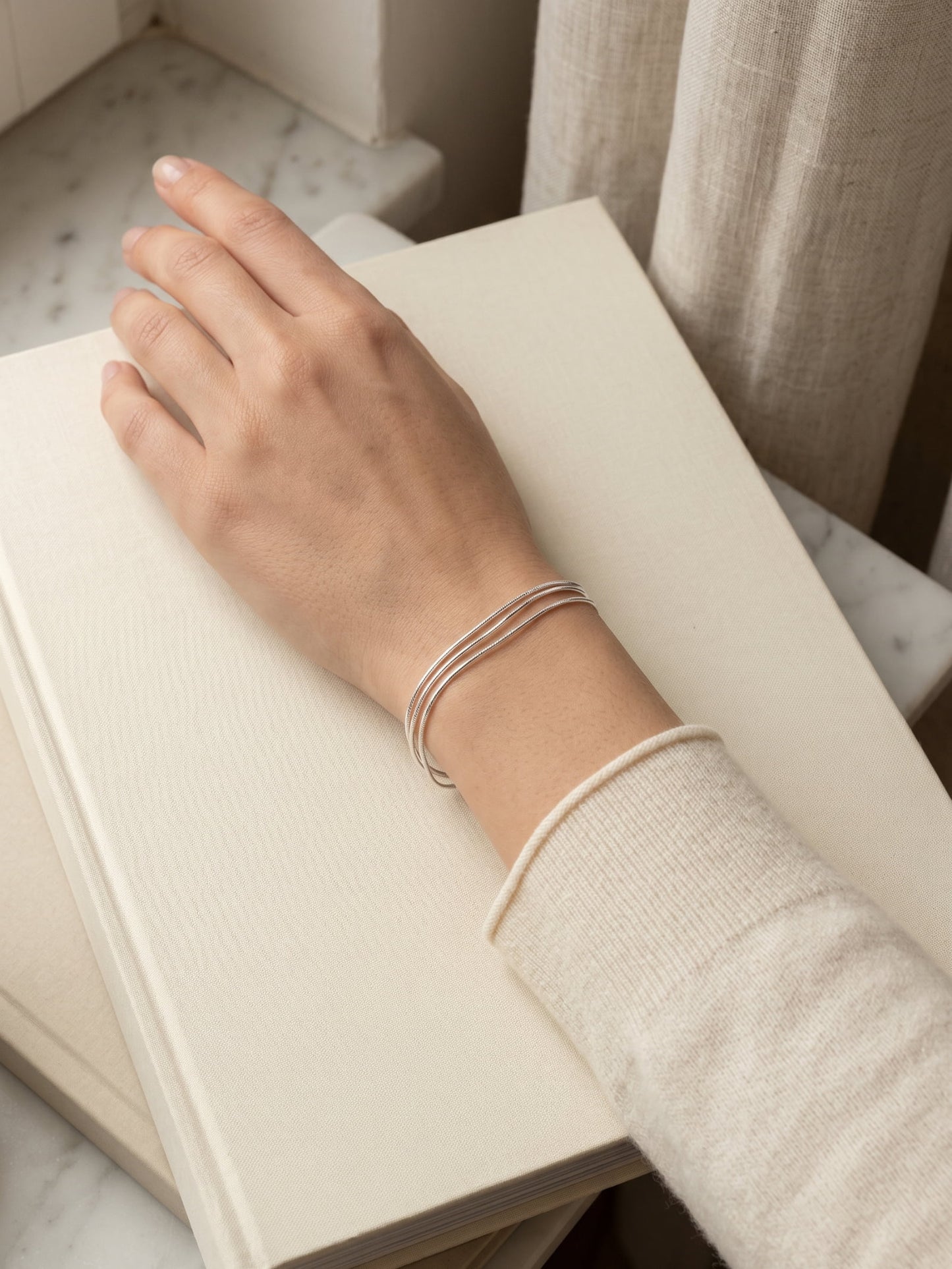 Lyra Triple Snake Bracelet Silver