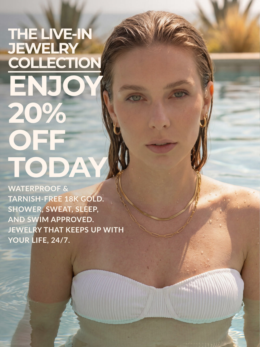 Gold waterproof jewelry styled for everyday wear