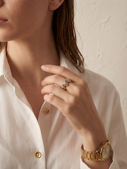 Rhythm Zig-Zag Ring Gold