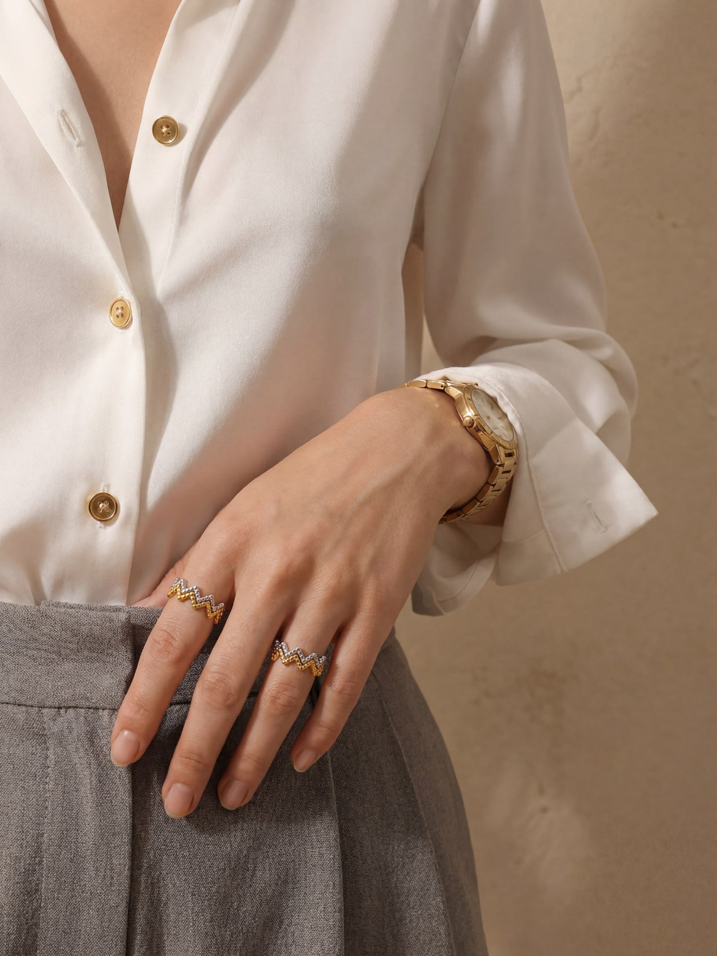 Rhythm Zig-Zag Ring Gold