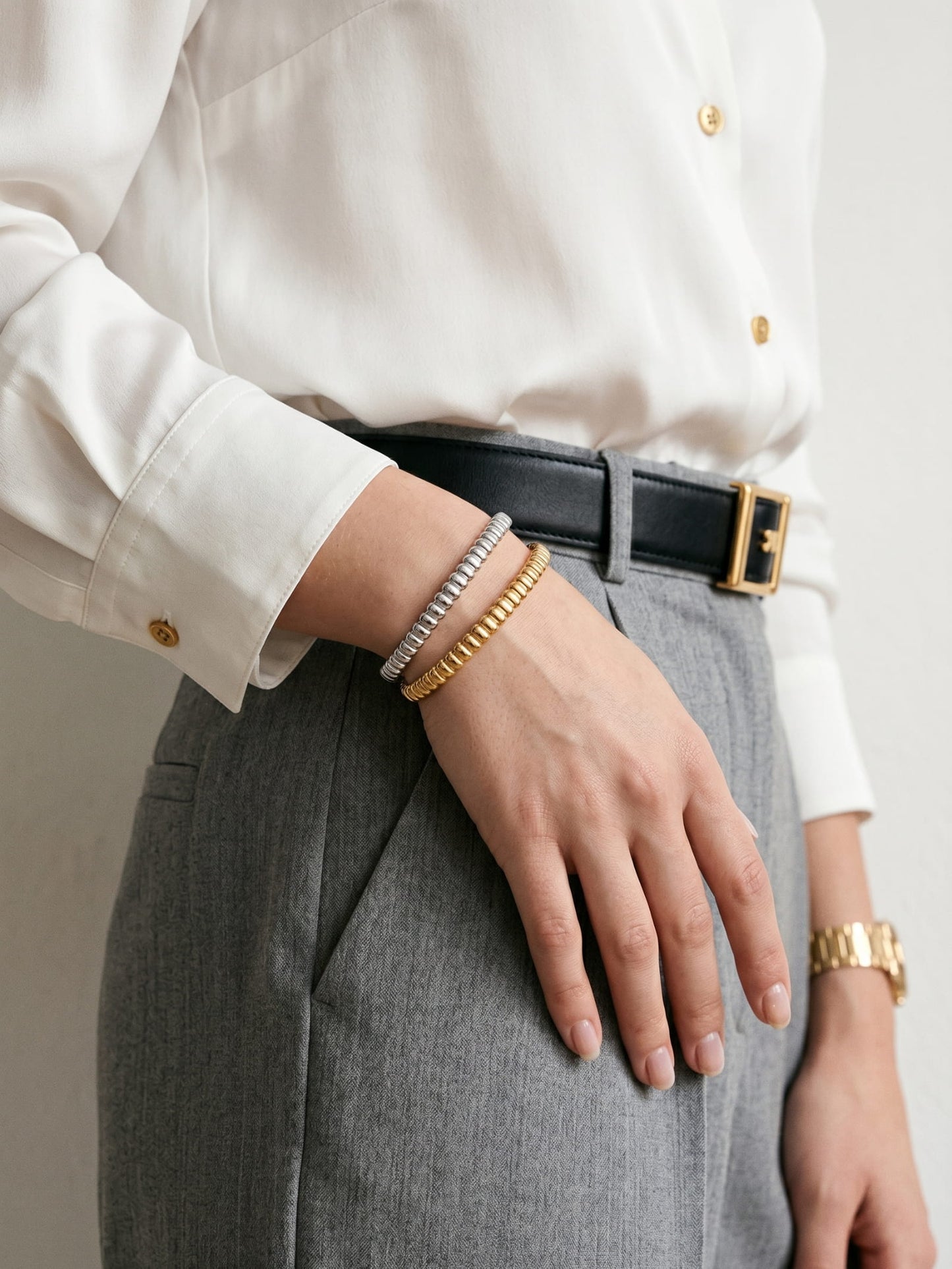 Selene Beaded Cuff Silver