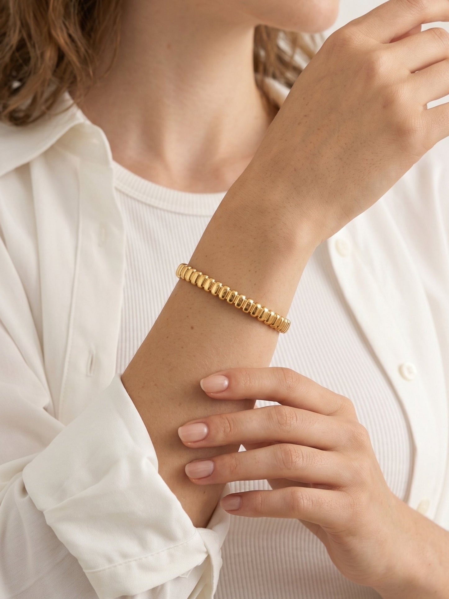 Selene Beaded Cuff Gold