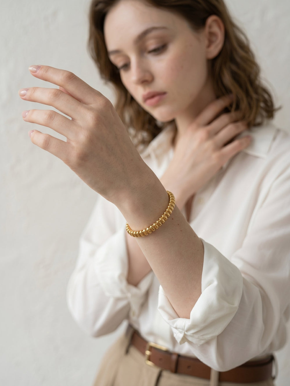 Selene Beaded Cuff Gold
