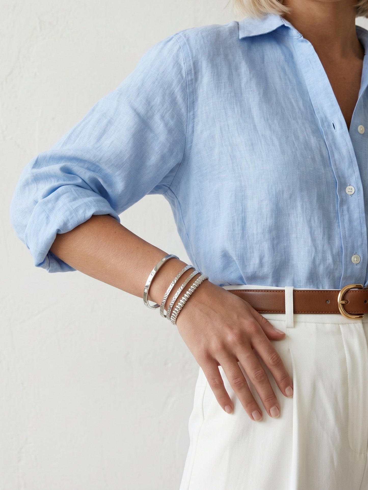 Selene Beaded Cuff Silver