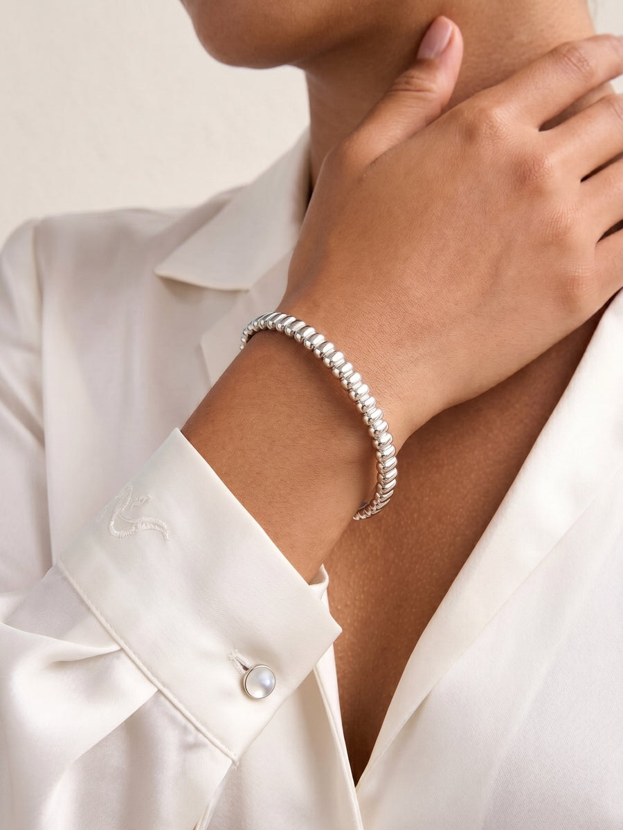 Selene Beaded Cuff Silver