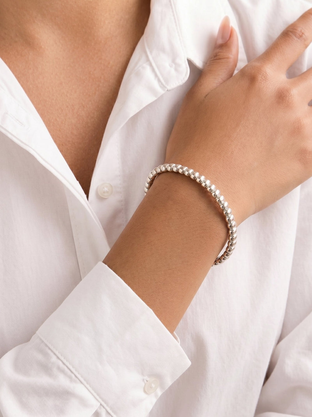 Selene Beaded Cuff Silver