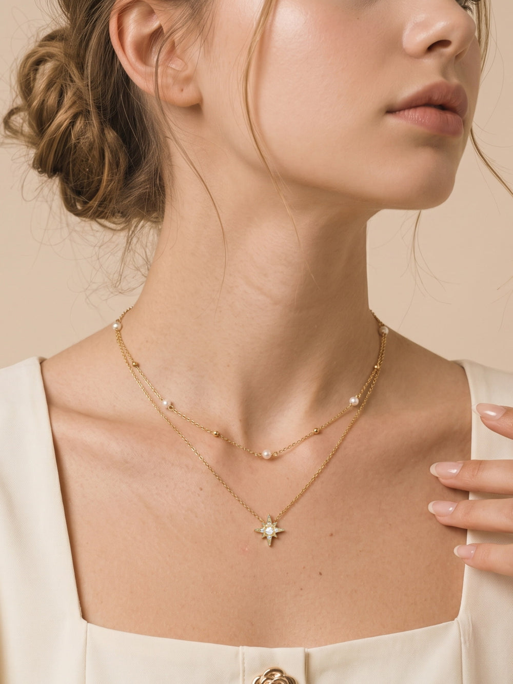 Thalassa Pearl Star Layered Necklace