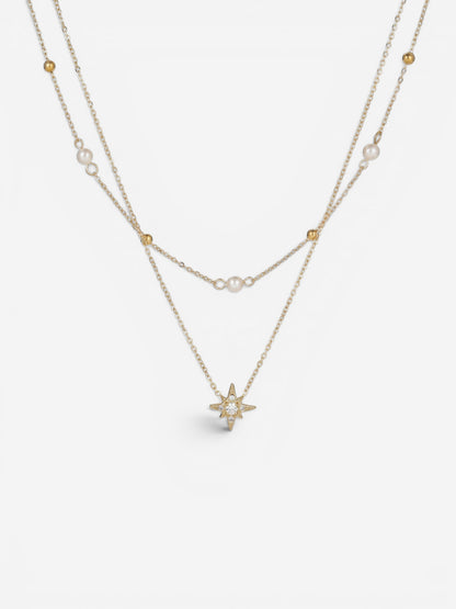 Thalassa Pearl Star Layered Necklace