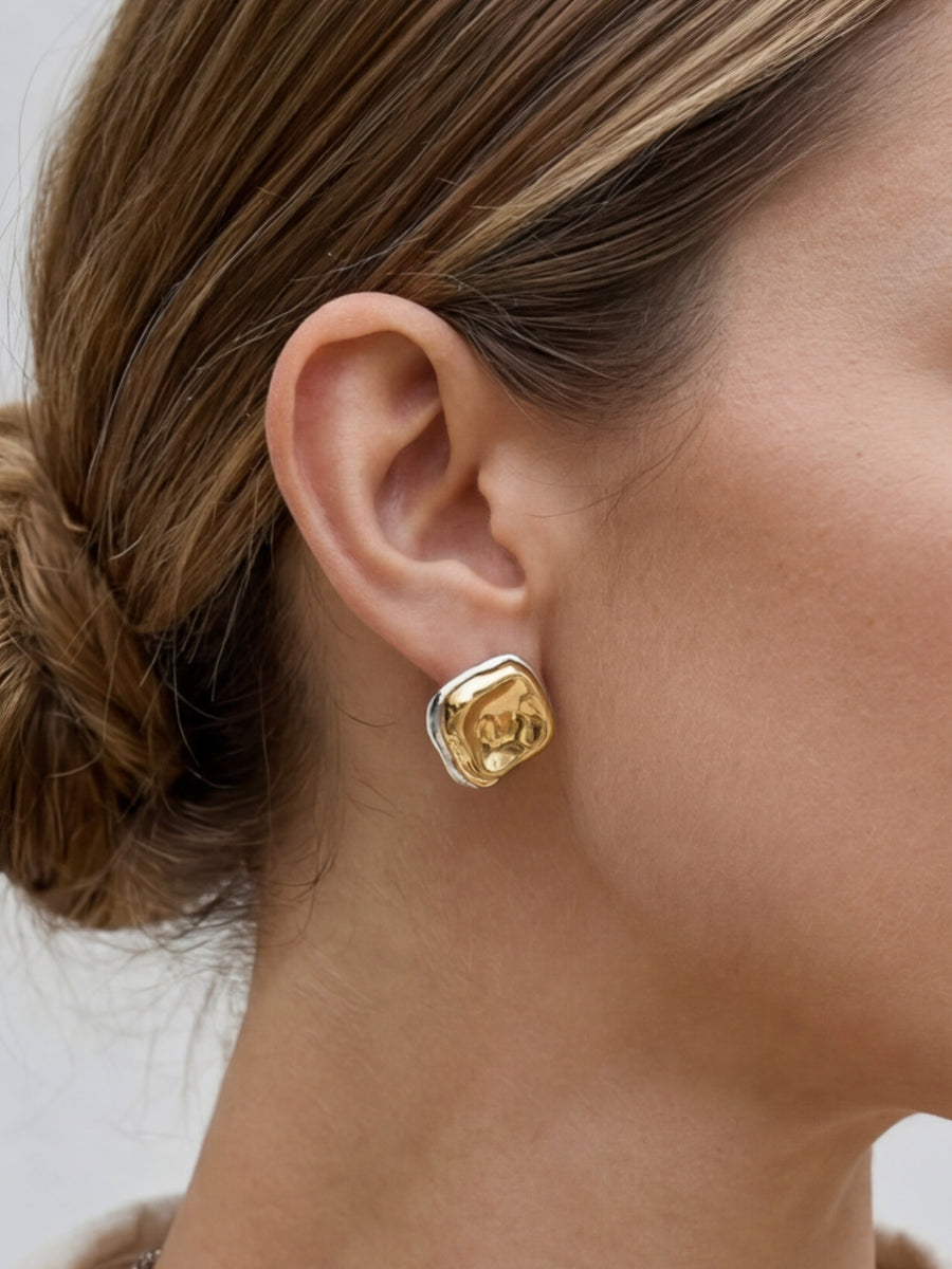 Two-Tone Sculptural Stud Earrings