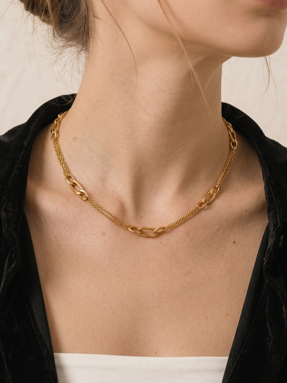 Vesper Mixed Chain Necklace Gold