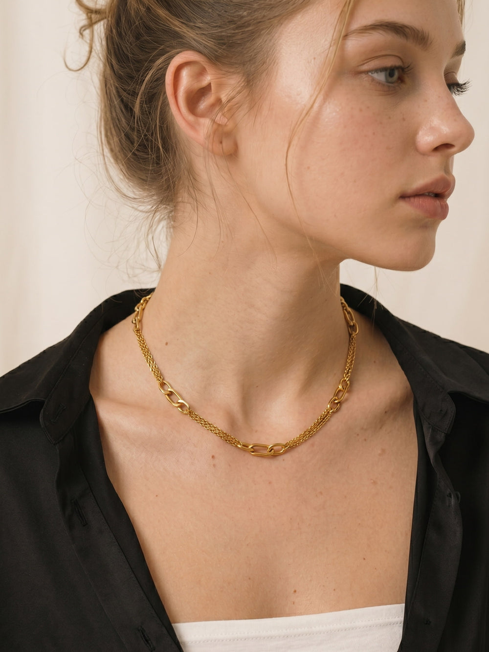 Vesper Mixed Chain Necklace Gold
