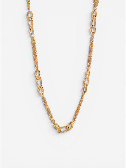 Vesper Mixed Chain Necklace Gold