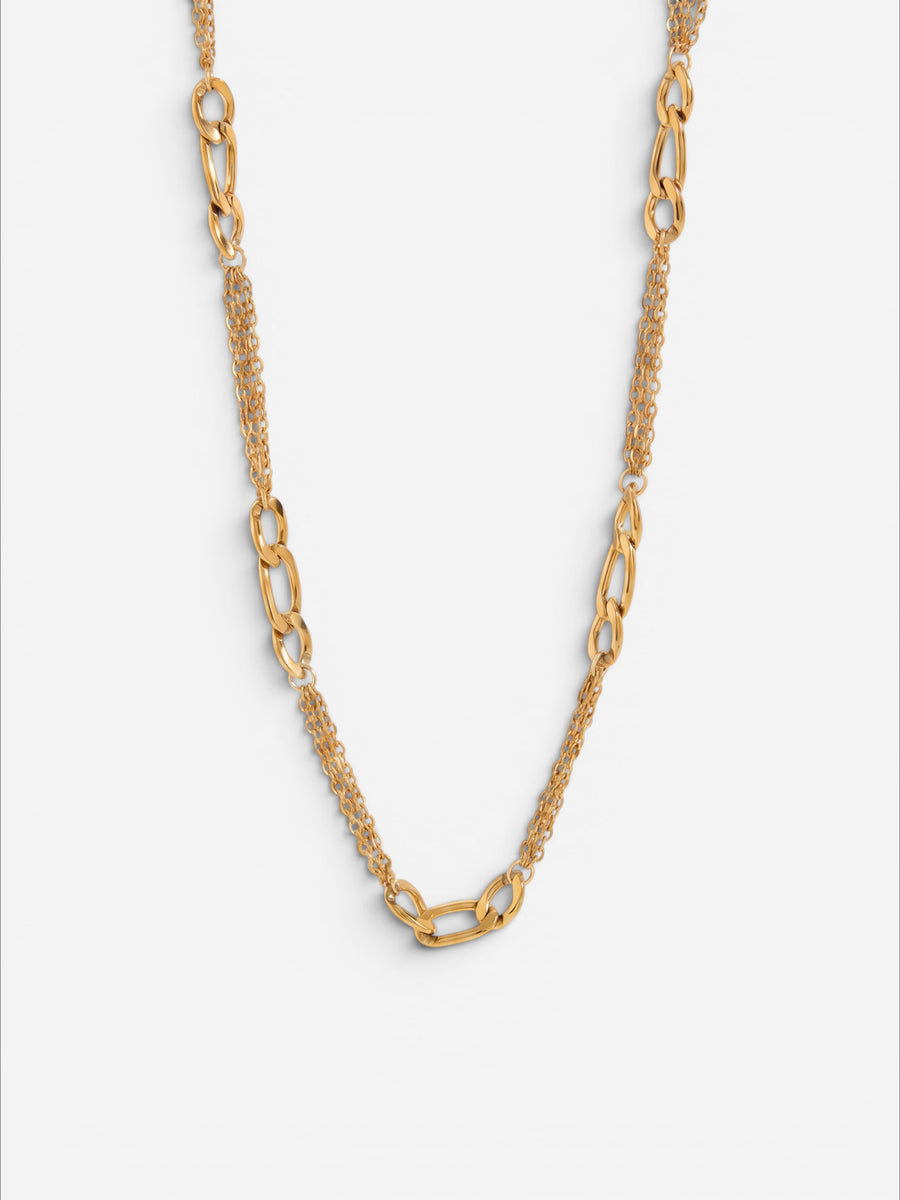Vesper Mixed Chain Necklace Gold