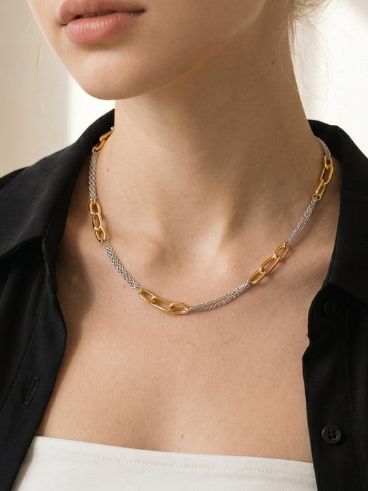 Vesper Two-Tone Mixed Chain Necklace