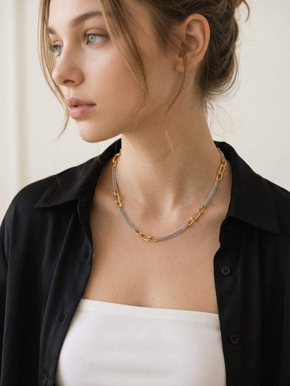 Vesper Two-Tone Mixed Chain Necklace